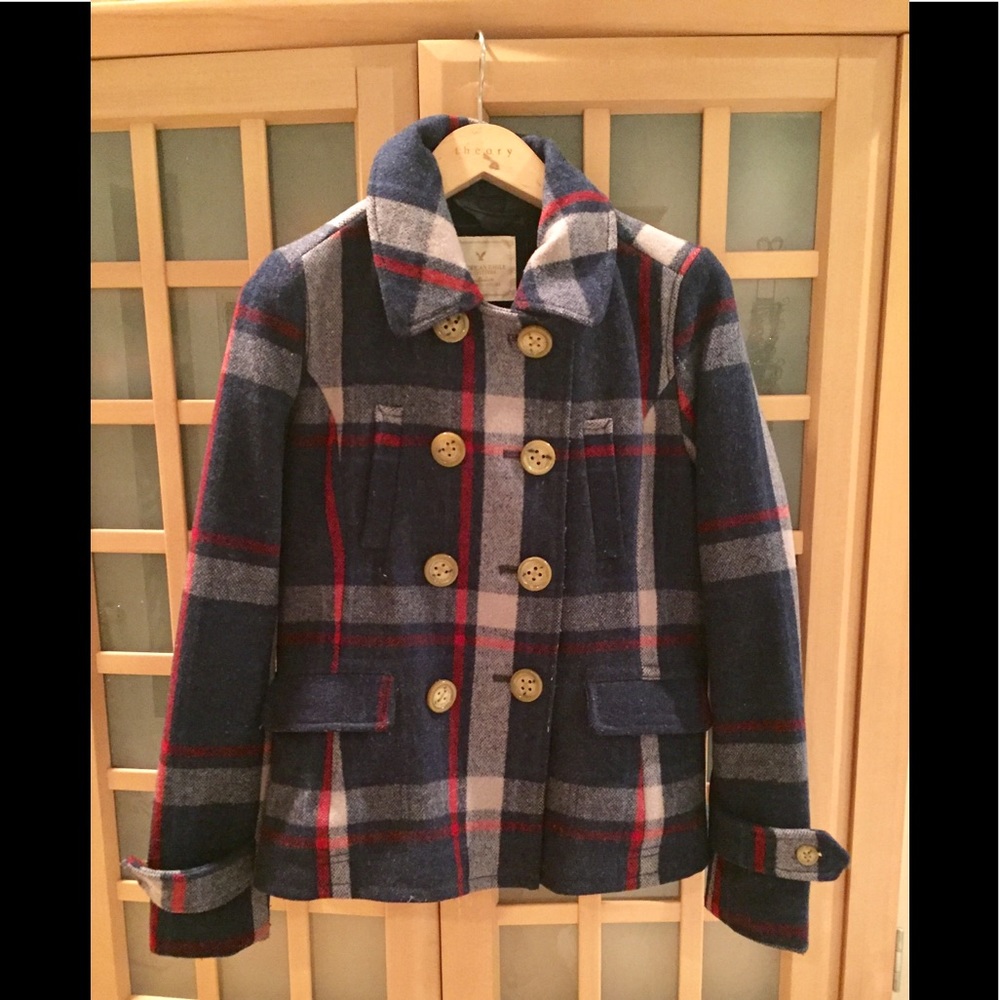 AEO plaid peacoat